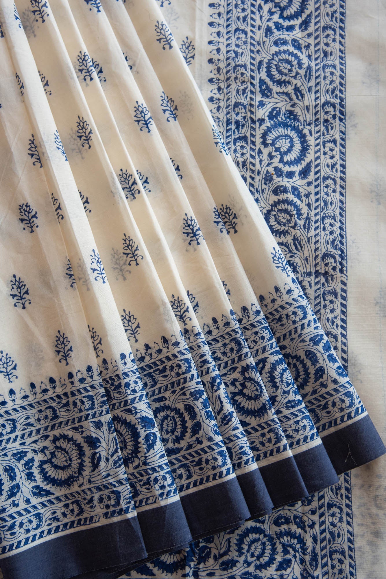 Cotton Handblock Printed Saree