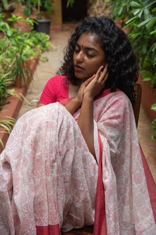 Cotton Block Printed Saree